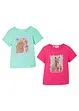 Lot de 2 T-shirts fille en coton, bonprix