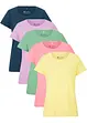 Lot de 5 tee-shirts col rond, manches courtes, bonprix