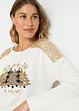 T-shirt manches longues oversize avec motif de Noël et jolies paillettes, BODYFLIRT boutique