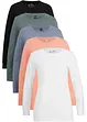 Lot de 5 T-shirts longs à col rond, manches longues, bonprix