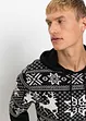 Pull coton motif norvégien à capuche, bonprix