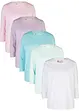 Lot de 5 T-shirts manches longues à col rond et manches 3/4, bonprix