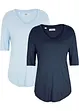 Lot de 2 t-shirts en viscose, bonprix