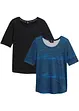 Lot de 2 T-shirts de sport, manches longueur coudes, séchage rapide, bonprix