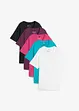 Lot de 5 T-shirts longs amples à col en V, manches courtes, bonprix