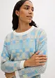 Pull col rond avec motif à carreaux, bonprix