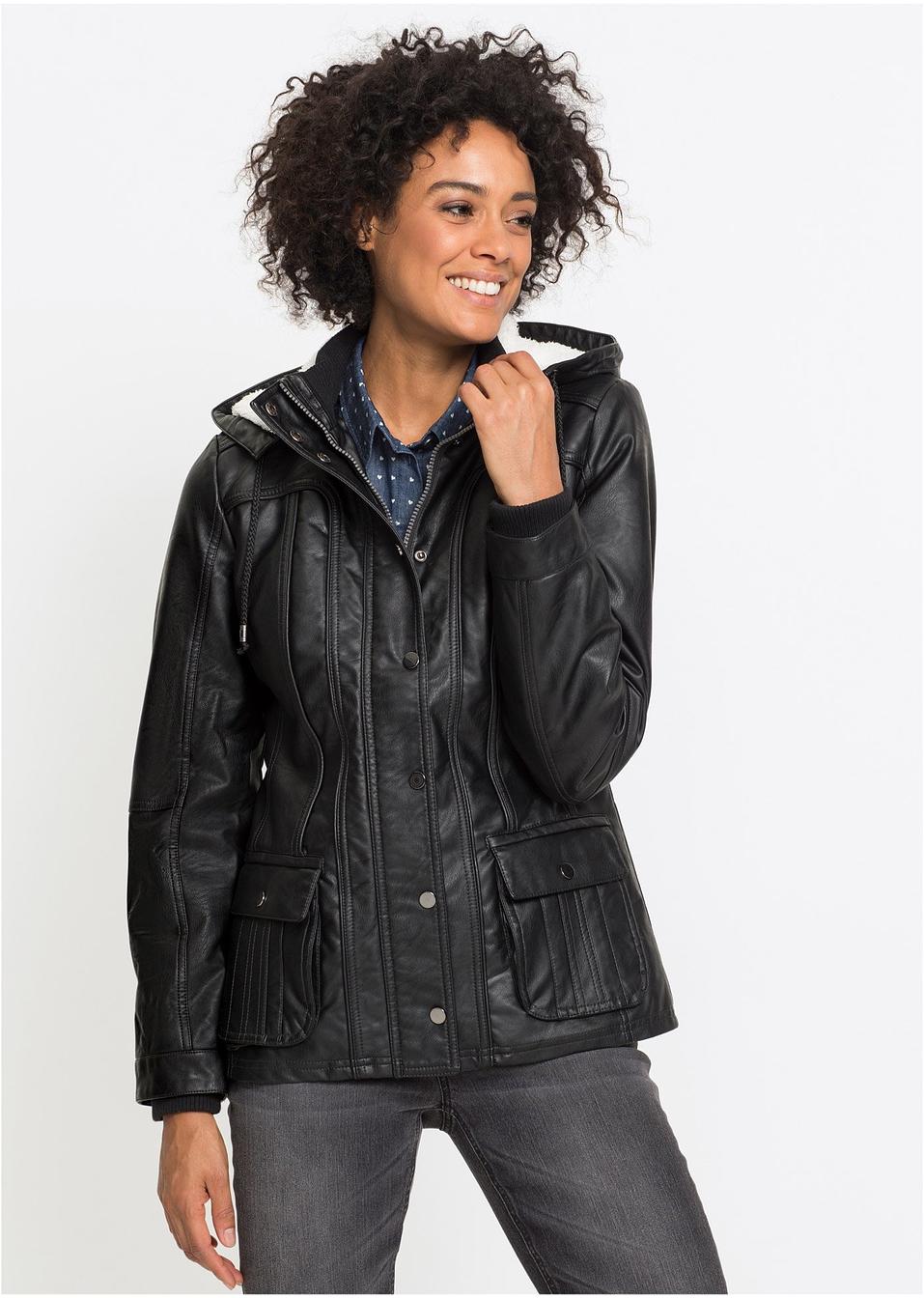 Veste synthétique imitation cuir noir - Femme - bonprix.fr