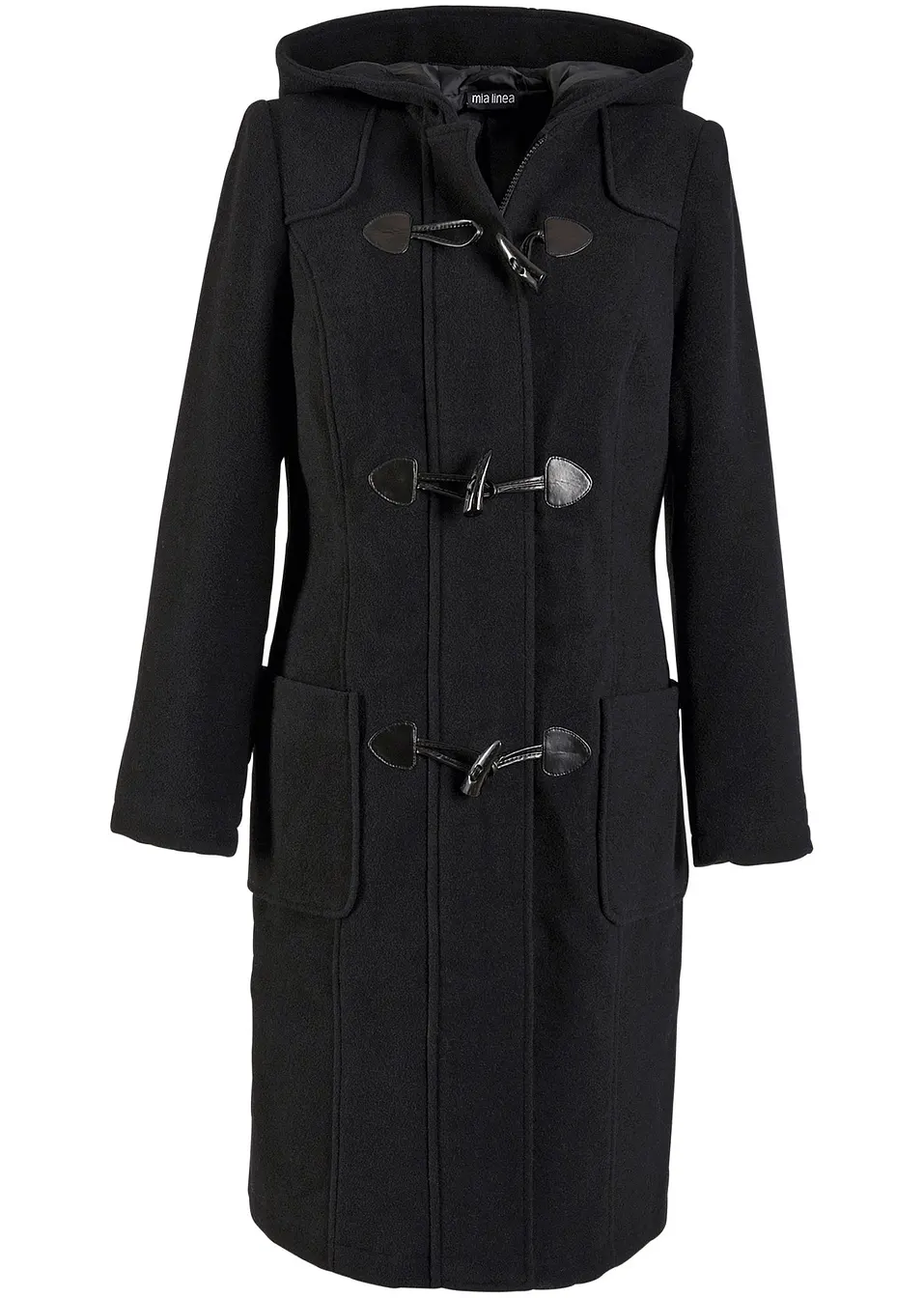 Joli duffle coat avec boutons brandebourg noir