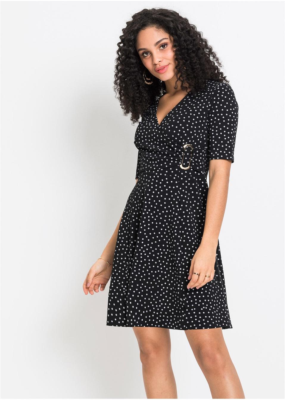 Robe à pois noir/blanc cassé à pois Femme BODYFLIRT bonprix.fr