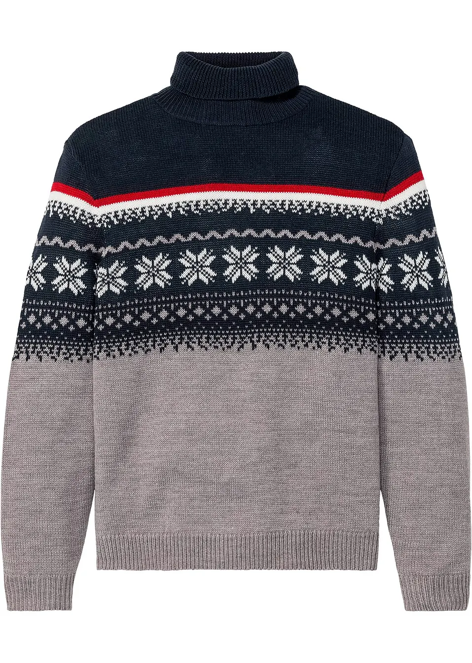 Pull Col Roulé Stottropp Taille S - Couleur Rouille/Gris/Blanc - Occasion Très Bon État