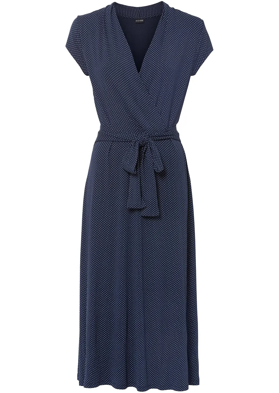 Jolie robe en jersey effet portefeuille, avec lien à nouer à la