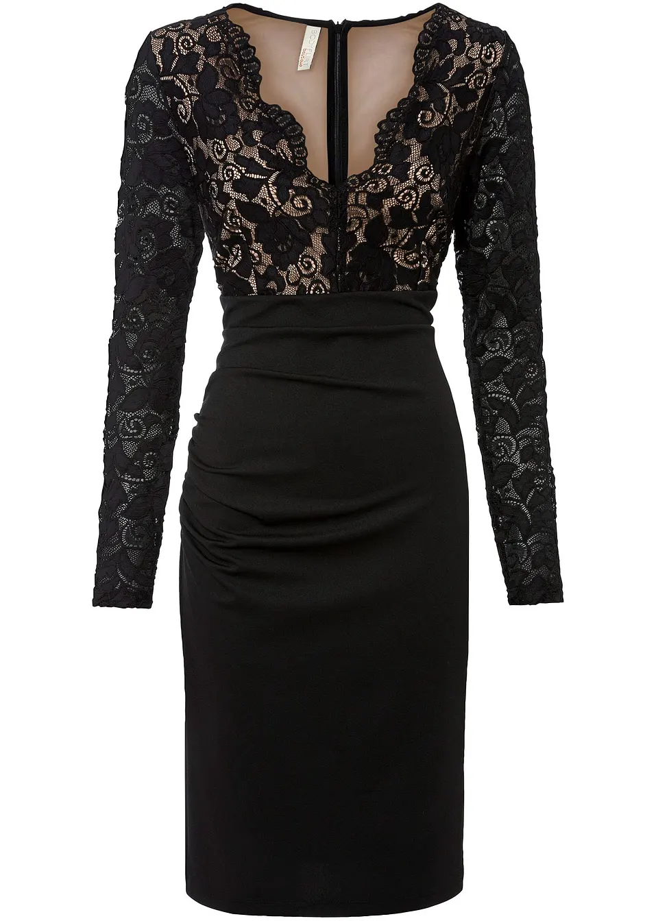 Robe elegante avec decollete plongeant en V et fermeture zippee au dos noir petite