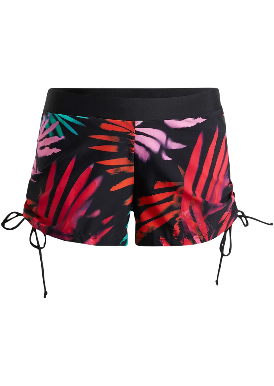 Short de bain imprime avec slip integre noir multicolore imprime