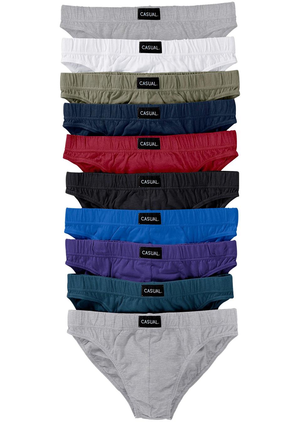 Lot de 10 slips multicolore/gris clair chiné Homme bonprix.fr