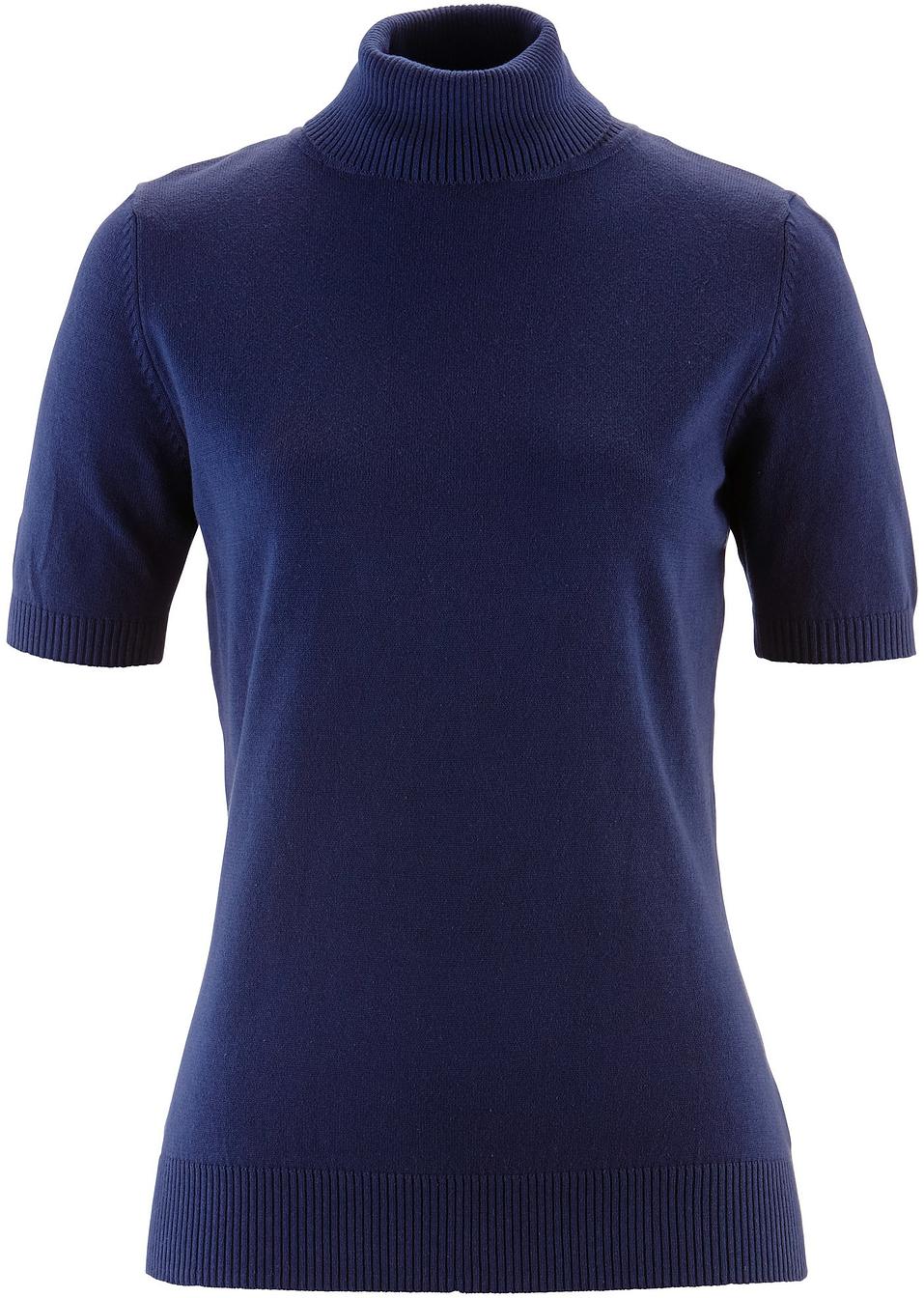 Pull col roulé, manches courtes bleu foncé Femme bonprix.fr